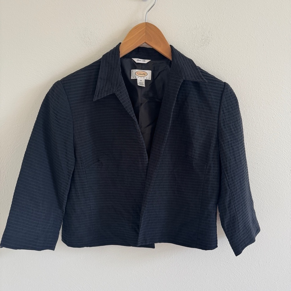 Vintage Talbots 100% Silk Black Short Jacket 8P